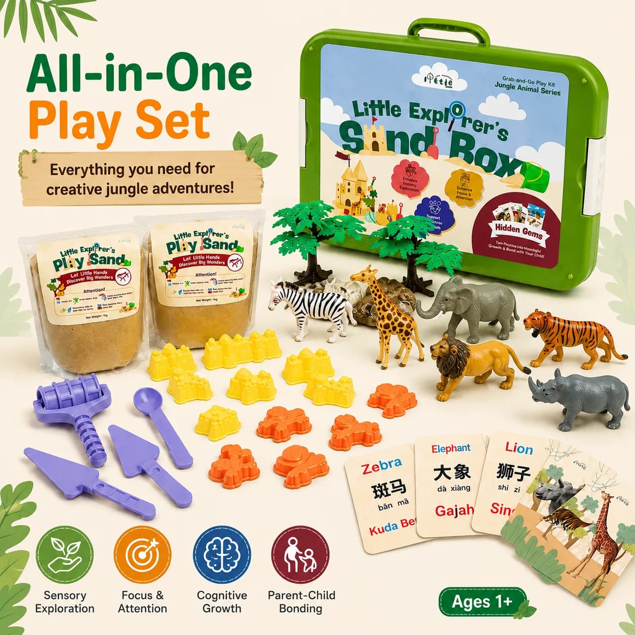 Little Explorer's Sand Box — A Sensory Adventure in One Box — full sand tray play setup