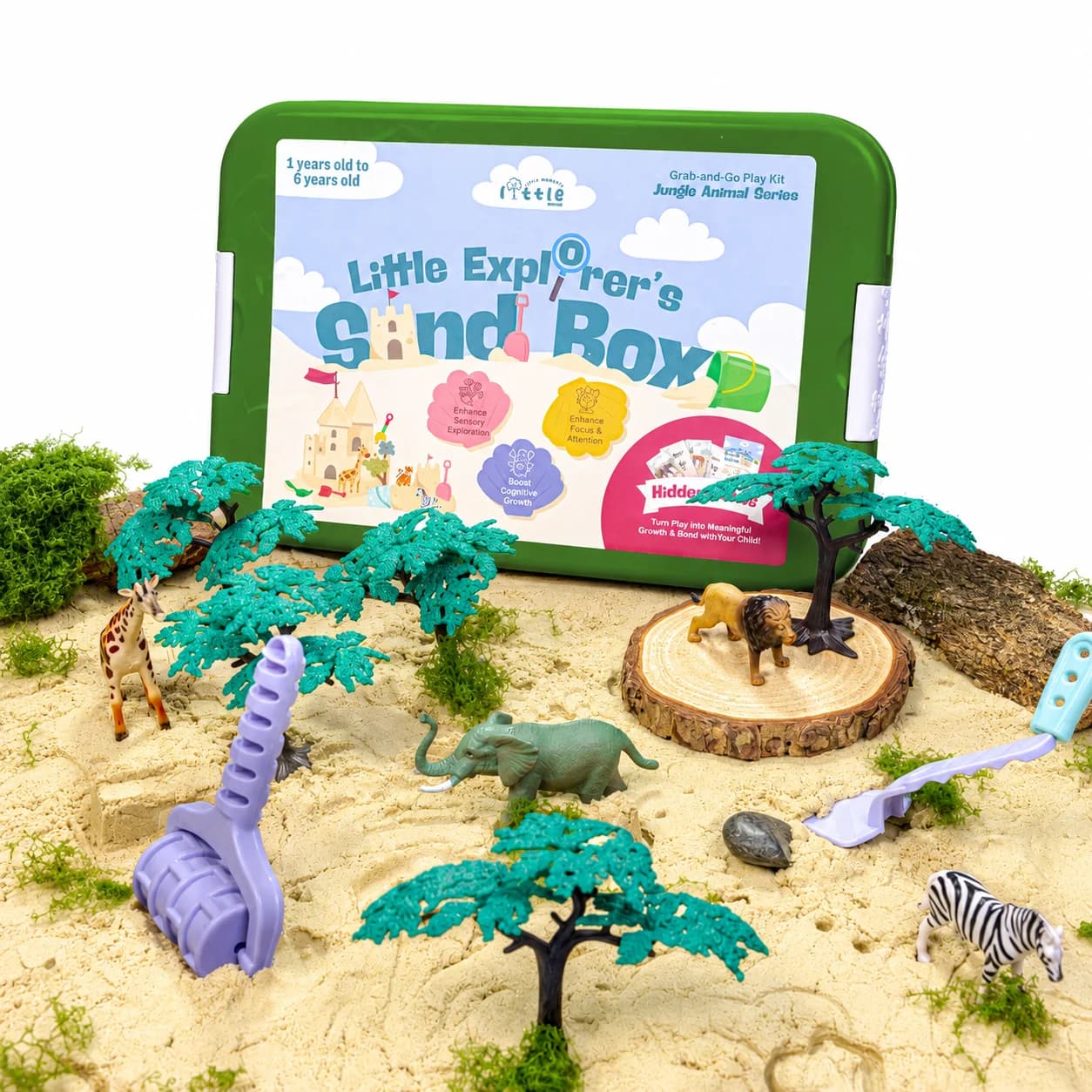 Little Explorer's Sand Box — Little Explorer's Sand Box set with jungle animals in a sand tray